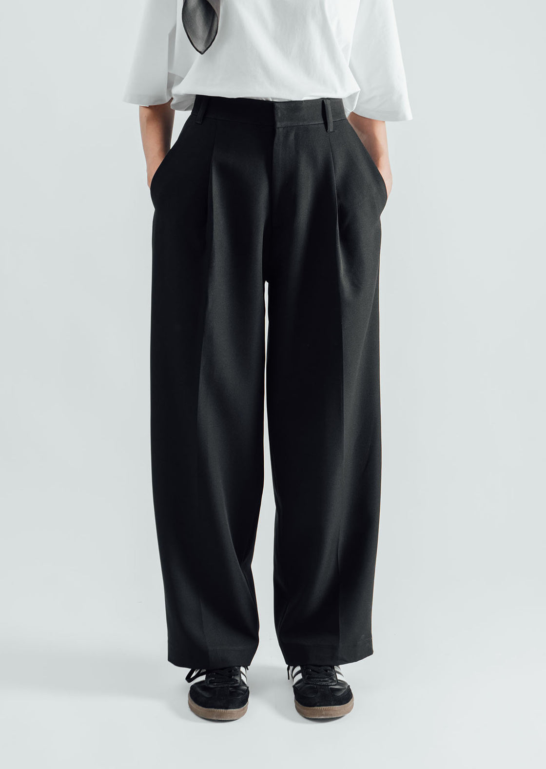 High Waist Pleated Straight Pant