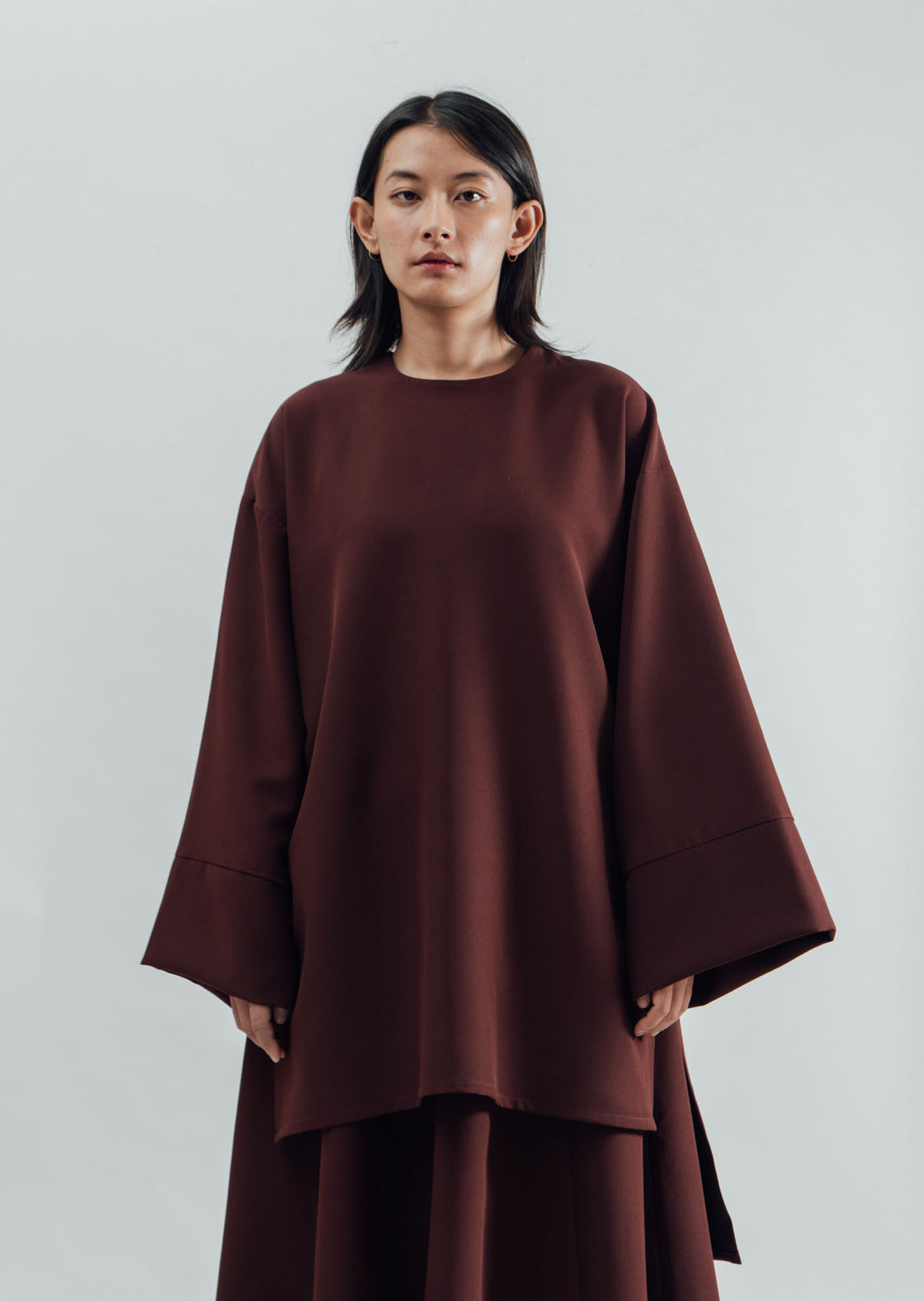 Round Neck Box Top - Brown